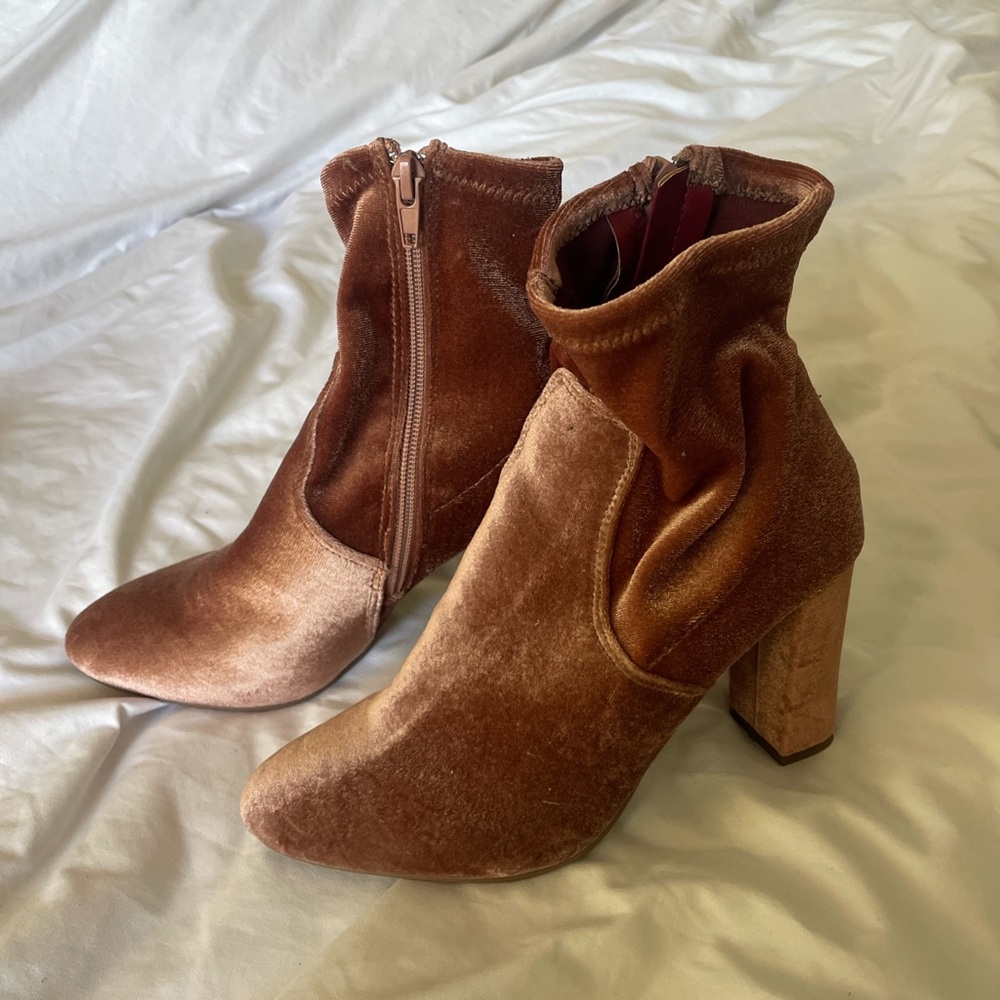 purple velvet ankle boots